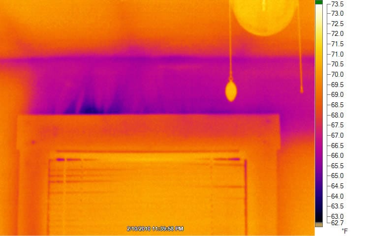 Air leakage above window trim